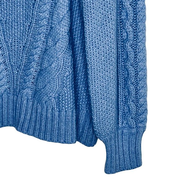 NWOT Talbots Cable Knit Sweater Woman's Plus 2X Balloon Sleeves Blue Crewneck - Picture 6 of 11